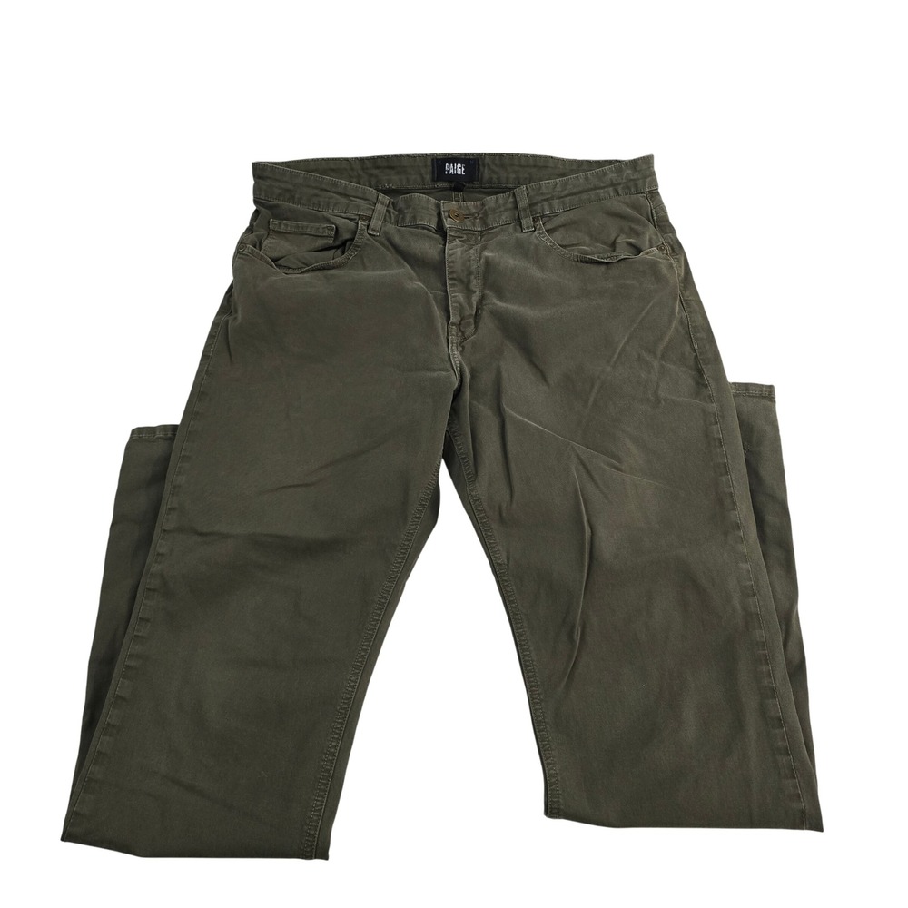PAIGE Men's Olive Green Straight Leg Chinos Pants Size 36 Made in USA‎